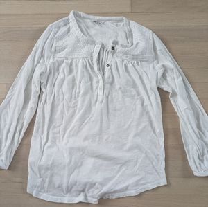 Lucky Brand white quarter button down embroidered shirt